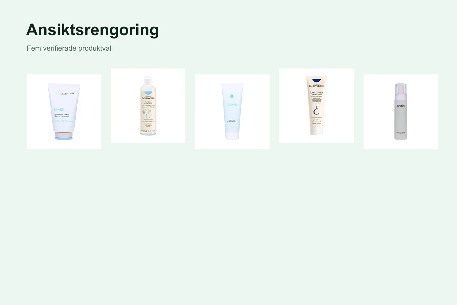 Ansiktsrengöring bäst i test med de fem utvalda produkterna i jämförelsen.