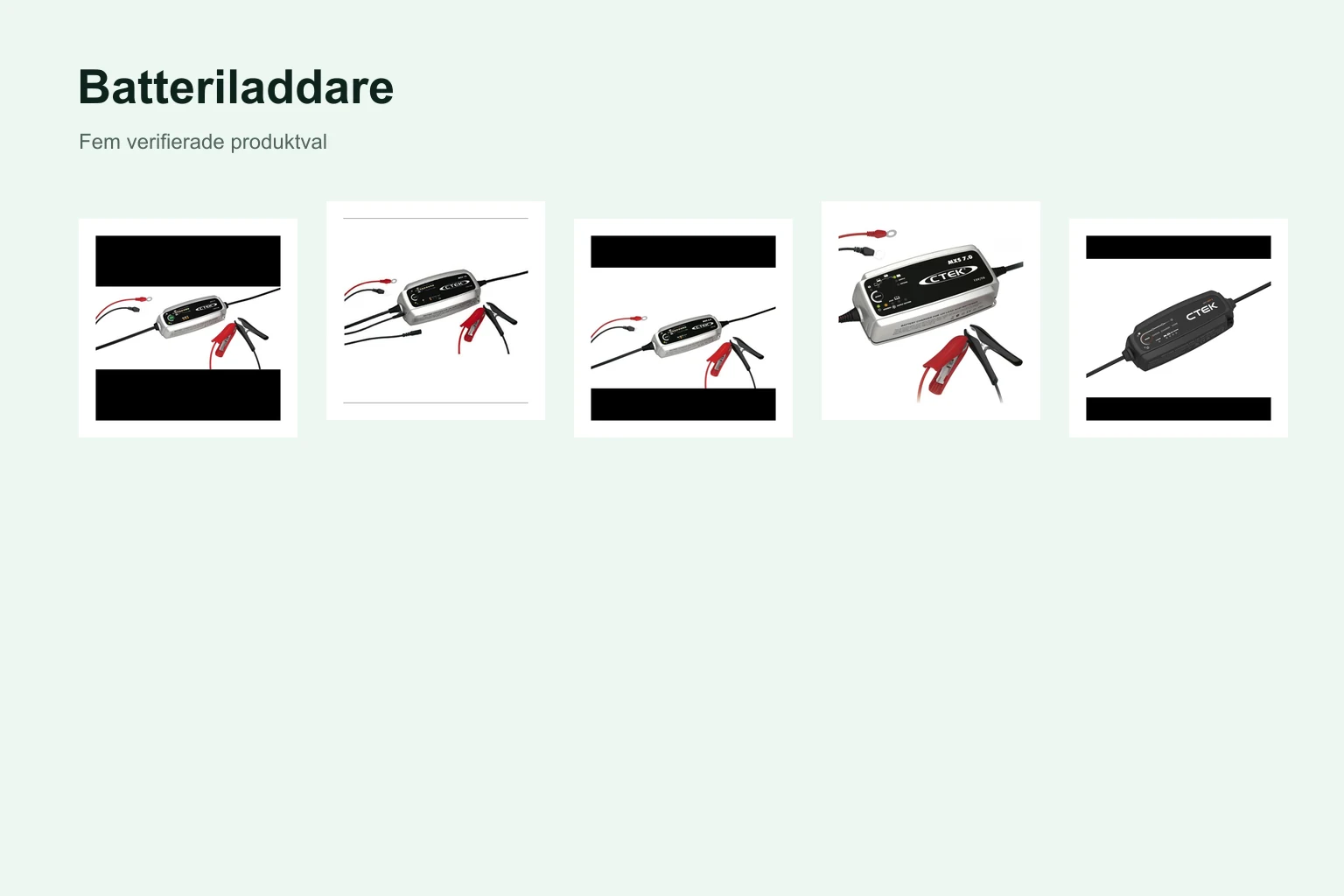 Batteriladdare bäst i test med de fem utvalda produkterna i jämförelsen.