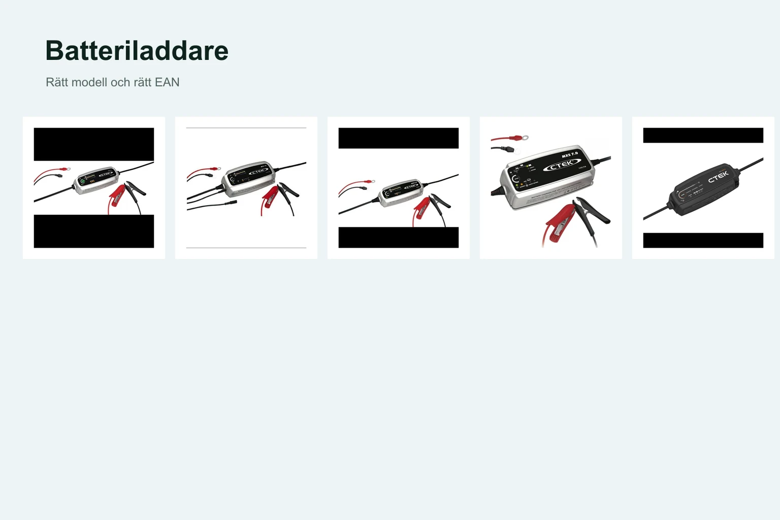Produktdetaljer hos de utvalda alternativen inom batteriladdare.