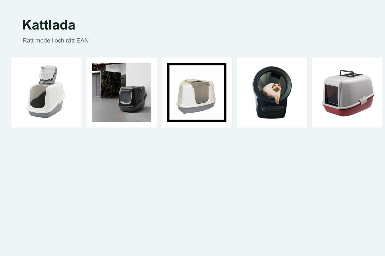 Produktdetaljer hos de utvalda alternativen inom kattlåda.