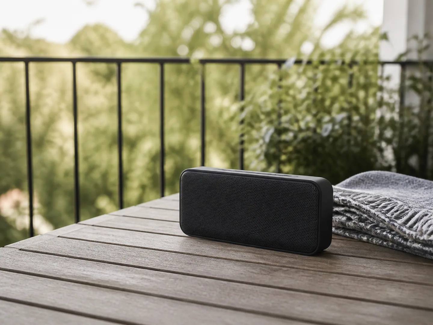 Bluetooth-högtalare i en realistisk vardagsmiljö inför Testnavets jämförelse.