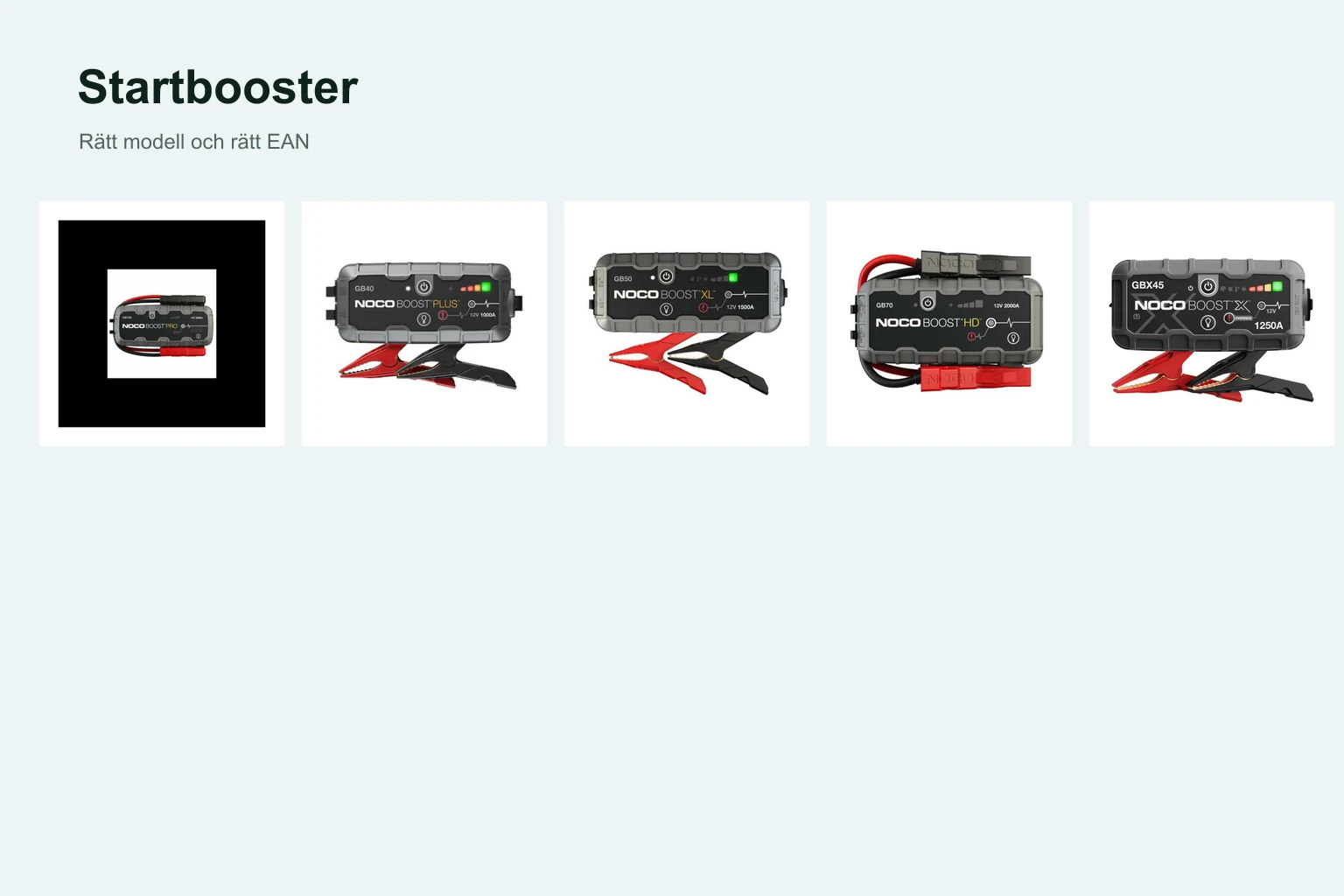 Produktdetaljer hos de utvalda alternativen inom startbooster.