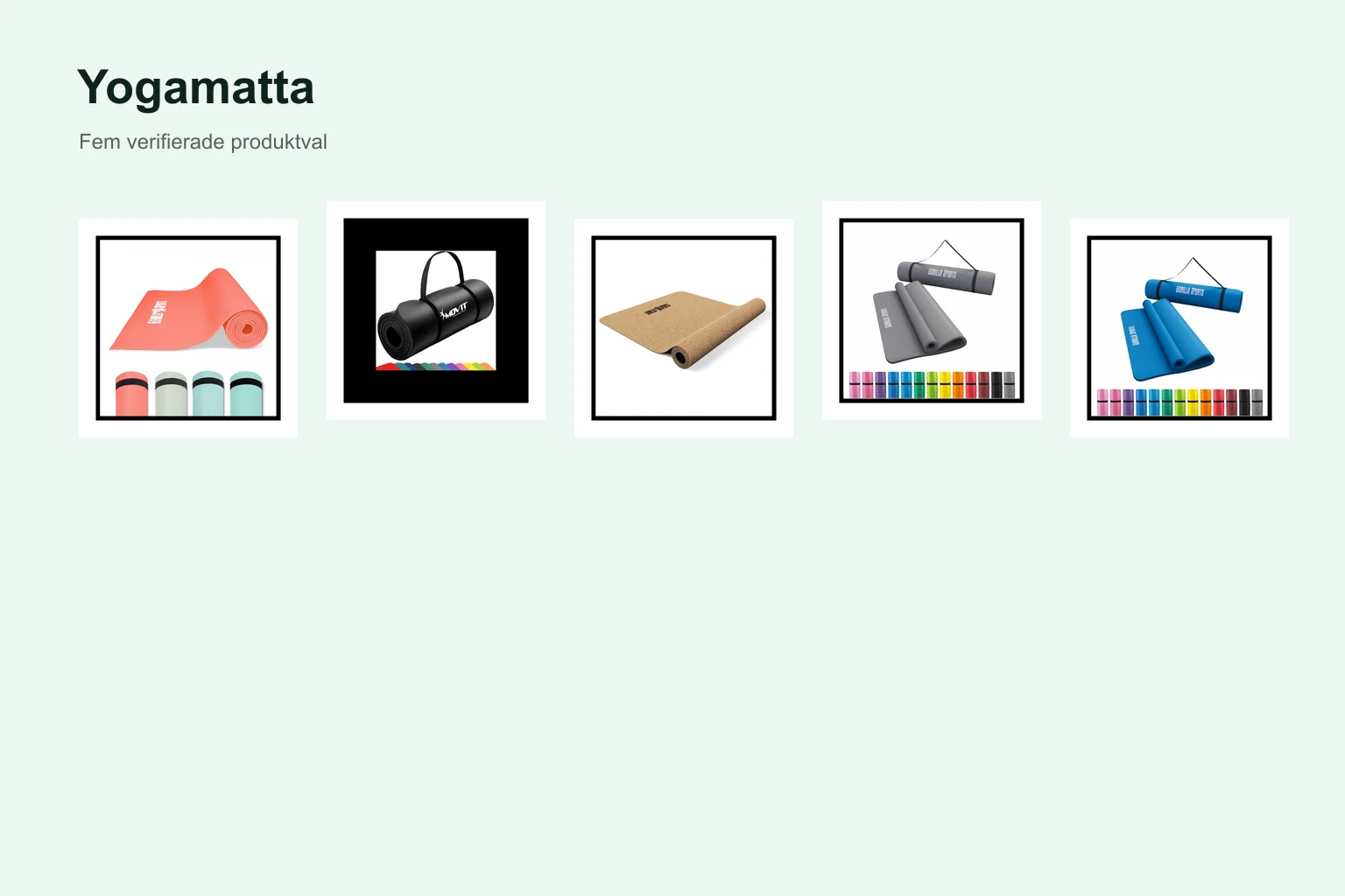 Yogamatta bäst i test med de fem utvalda produkterna i jämförelsen.
