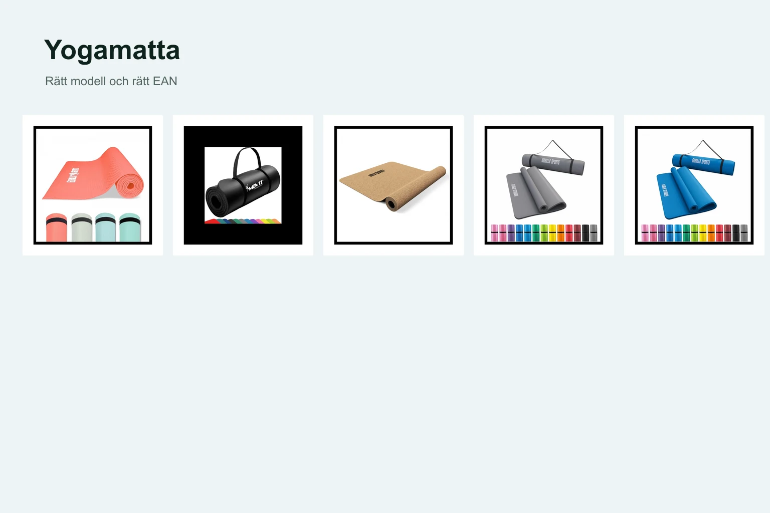 Produktdetaljer hos de utvalda alternativen inom yogamatta.